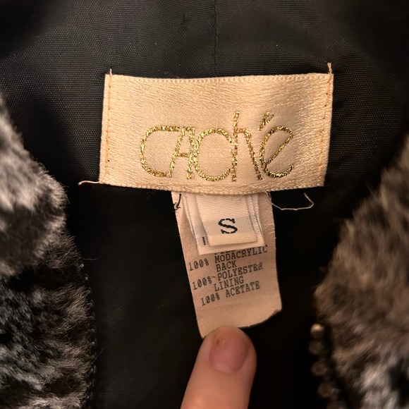 Vintage y2k Caché Faux Fur Cropped Jacket Size Small - Picture 4 of 5